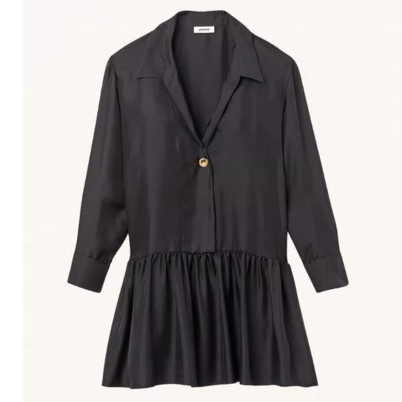 SANDRO Paris Drop Waist Ruffle Dress 100% Silk - Picture 6 of 6